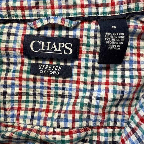 Chaps Long Sleeve Button Down Size M Logo Pocket Multicolored Check Plaid 2/$15 - Picture 6 of 14